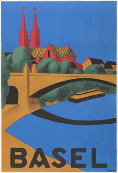 Basel River Rhine Switzerland 1937 | Vintage Travel Posters 1891-1970