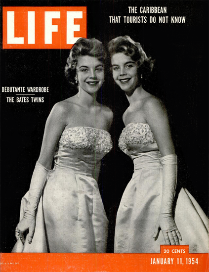 Bates Twins Debutantes 11 Jan 1954 Copyright Life Magazine | Life Magazine BW Photo Covers 1936-1970