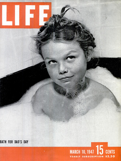 Bath for Dads Day 10 Mar 1947 Copyright Life Magazine | Life Magazine BW Photo Covers 1936-1970