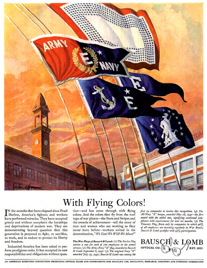 Bausch Lomb With Flying Colors | Vintage War Propaganda Posters 1891-1970