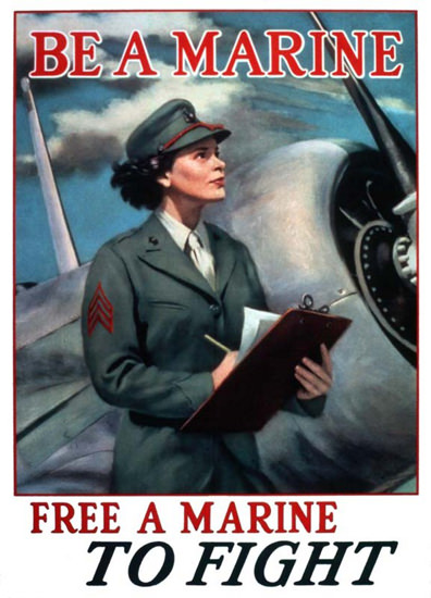 Be A Marine Free A Marine To Fight | Vintage War Propaganda Posters 1891-1970