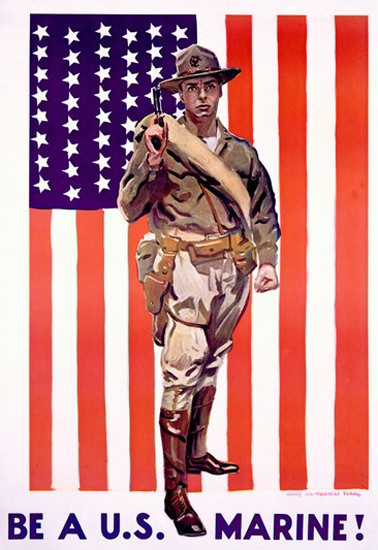 Be A US Marine US Flag In Fight Always Faithful | Vintage War Propaganda Posters 1891-1970