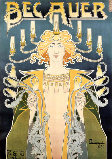 Bec Auer Belgium 1896 Illumination Art Nouveau | Sex Appeal Vintage Ads and Covers 1891-1970