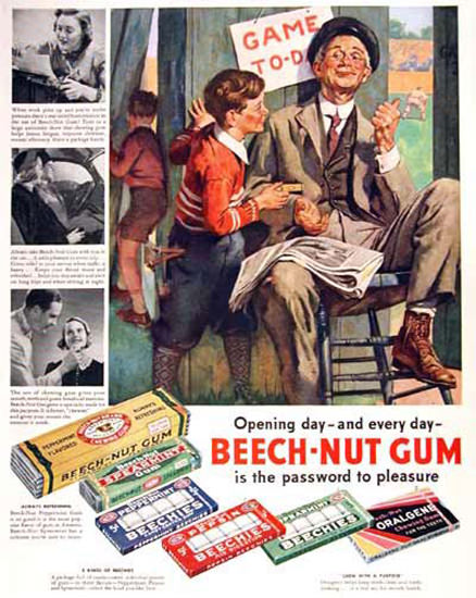 Beech-Nut Gum 1938 Baseball Opening Day | Vintage Ad and Cover Art 1891-1970