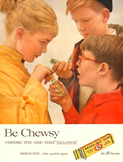 Beech-Nut Gum Be Chewsy Boy 1957 | Vintage Ad and Cover Art 1891-1970