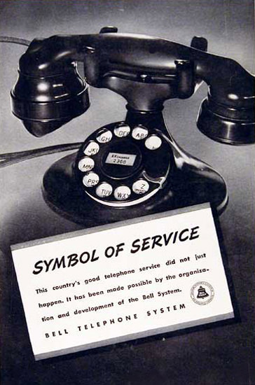 Bell Telephone System Symbol Of Service 1937 | Vintage Ad and Cover Art 1891-1970