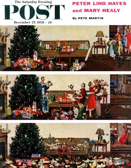 Ben Kimberly Prins Saturday Evening Post Christmas Morning 1958_12_27 | The Saturday Evening Post Graphic Art Covers 1931-1969