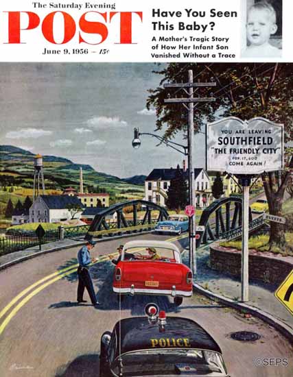 Ben Kimberly Prins Saturday Evening Post Friendly City 1956_06_09 | The Saturday Evening Post Graphic Art Covers 1931-1969