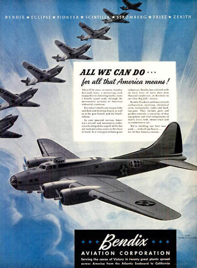 Bendix Aviation Corporation All We Can Do | Vintage War Propaganda Posters 1891-1970