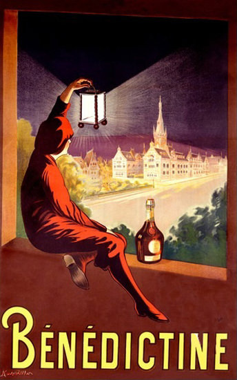 Benedictine City By Night Lantern L Cappiello | Vintage Ad and Cover Art 1891-1970