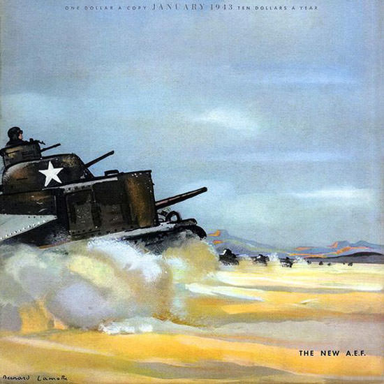 Bernard La Motte Fortune Magazine January 1943 Copyright crop | Best of 1940s Ad and Cover Art