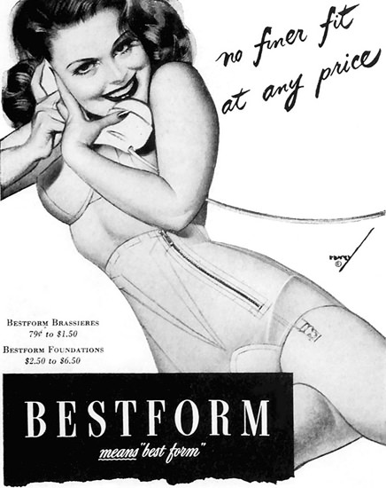 Bestform Brassieres Pin-Up George Petty 1944 | Sex Appeal Vintage Ads and Covers 1891-1970