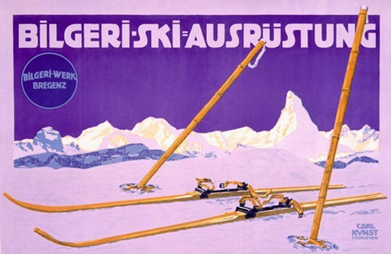 Bilgeri Ski-Ausruestung Bregenz 1912 Carl Kunst | Vintage Ad and Cover Art 1891-1970