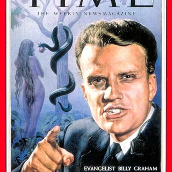 Billy Graham Time Magazine 1954-10 by Boris Chaliapin crop | Best of Vintage Cover Art 1900-1970