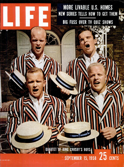 Bing Crosby Boys Quartet 15 Sep 1958 Copyright Life Magazine | Life Magazine Color Photo Covers 1937-1970