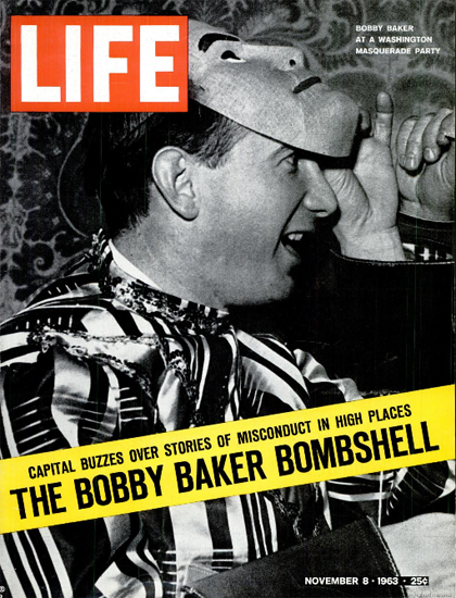 Bobby Baker Washington Masque 8 Nov 1963 Copyright Life Magazine | Life Magazine BW Photo Covers 1936-1970