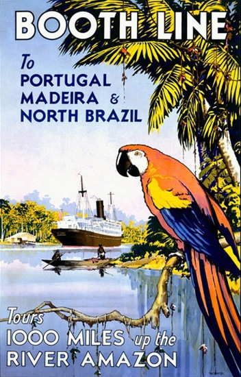 Booth Line Tours River Amazon Portugal Madeira | Vintage Travel Posters 1891-1970