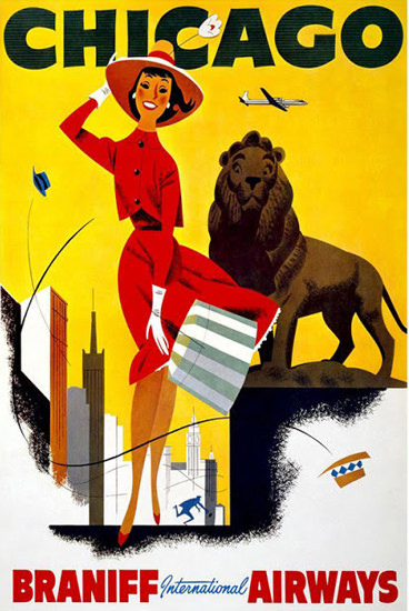 Braniff International Airways Chicago Lion | Sex Appeal Vintage Ads and Covers 1891-1970