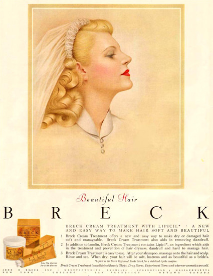 Breck Shampoo Cream For Beautiful Hair 1954 | Sex Appeal Vintage Ads and Covers 1891-1970