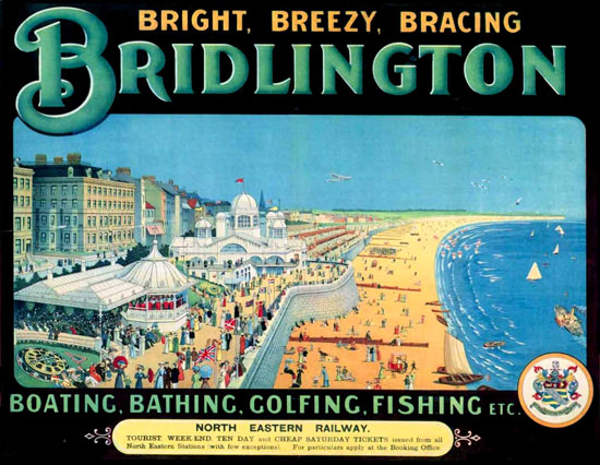 Bridlington Beach Boating Bathing Golfing Fishing | Vintage Travel Posters 1891-1970