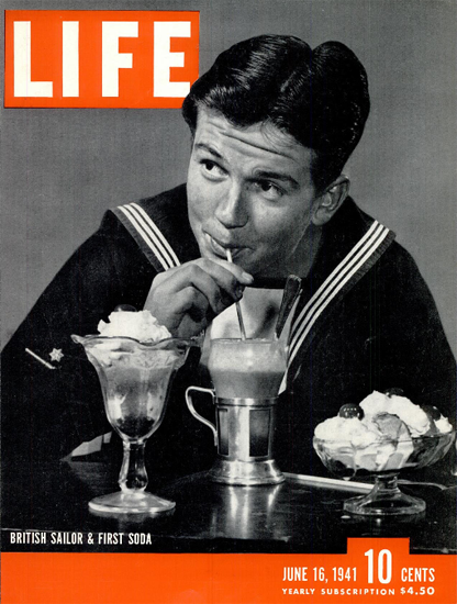 British Sailor and first Soda 16 Jun 1941 Copyright Life Magazine | Life Magazine BW Photo Covers 1936-1970