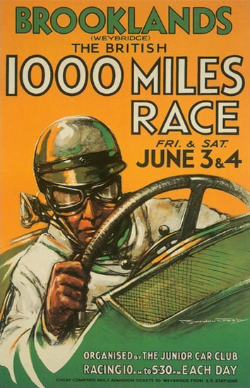 Brooklands British 1000 Miles Race Weybridge | Vintage Ad and Cover Art 1891-1970