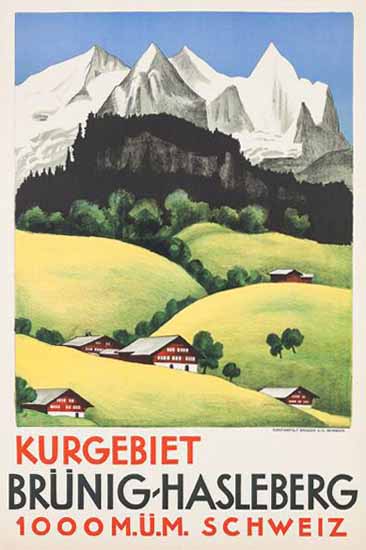 Brünig Hasleberg Kurgebiet Schweiz Switzerland 1926 | Vintage Travel Posters 1891-1970