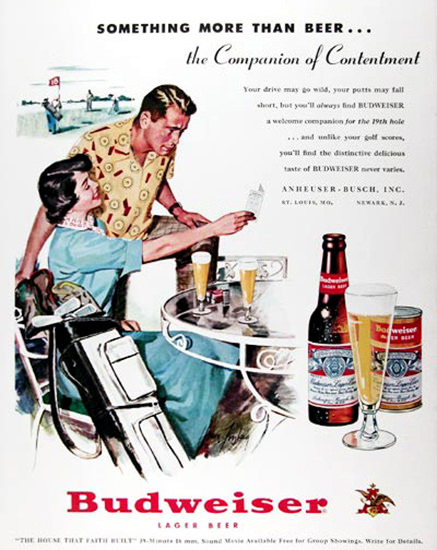 Budweiser Beer 1951 Golfing | Mad Men Art | Vintage Ad Art Collection