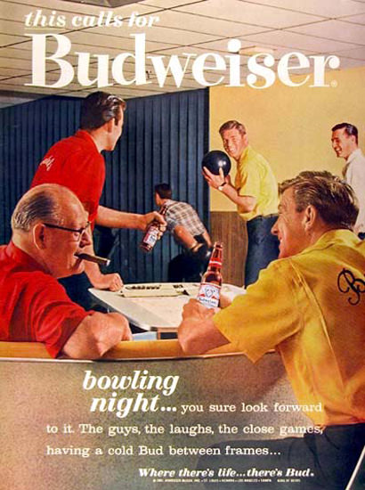 Budweiser Beer 1962 Bowling Night | Vintage Ad and Cover Art 1891-1970