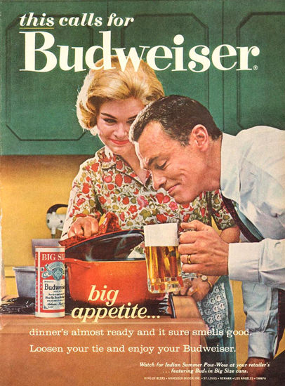 Budweiser Beer In The Kitchen 1963 | Vintage Ad and Cover Art 1891-1970