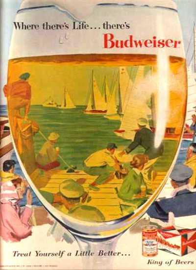 Budweiser Beer Jachting 1956 | Vintage Ad and Cover Art 1891-1970