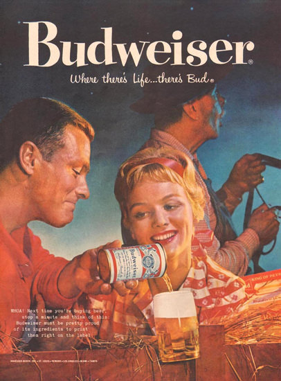 Budweiser Beer Night Ride 1959 | Vintage Ad and Cover Art 1891-1970