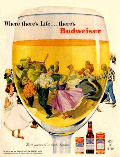 Budweiser Beer Theres Life 1955 Dance Floor | Vintage Ad and Cover Art 1891-1970