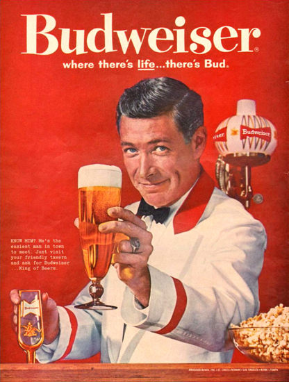 Budweiser Beer Theres Life Barkeeper 1961 | Sex Appeal Vintage Ads and Covers 1891-1970