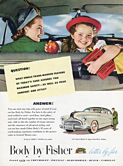 Buick 51 Super Sedan Body By Fisher 1947 | Mad Men Art | Vintage Ad Art ...