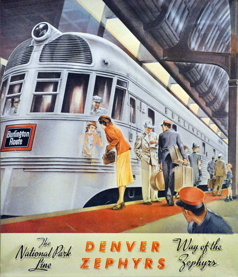 Burlington Route National Park Line Zephyr 1936 | Vintage Travel Posters 1891-1970