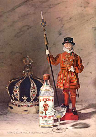 Burroughs Beefeater Dry Gin Crown Guard 1963 | Vintage Ad and Cover Art 1891-1970