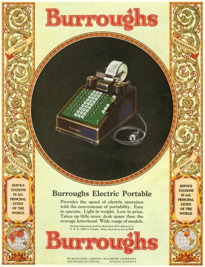 Burroughs Electric Portable | Vintage Ad and Cover Art 1891-1970