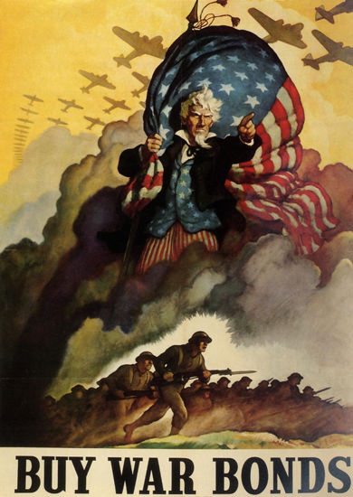 Buy War Bonds Unkle Sam Battlefield | Vintage War Propaganda Posters 1891-1970