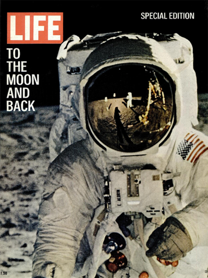 Buzz Aldrin on Moon Walk 11 Aug 1969 Copyright Life Magazine | Life Magazine Color Photo Covers 1937-1970