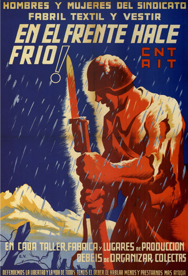 CNT AIT El Frente Hace Frio Spain Espana | Vintage War Propaganda Posters 1891-1970