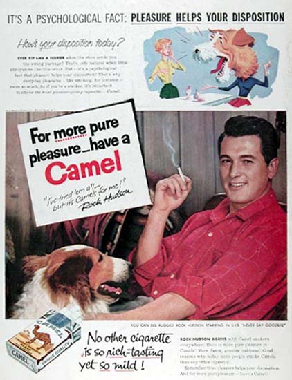 Camel 1956 Rock Hudson Its A Psychological Fact | Sex Appeal Vintage Ads and Covers 1891-1970