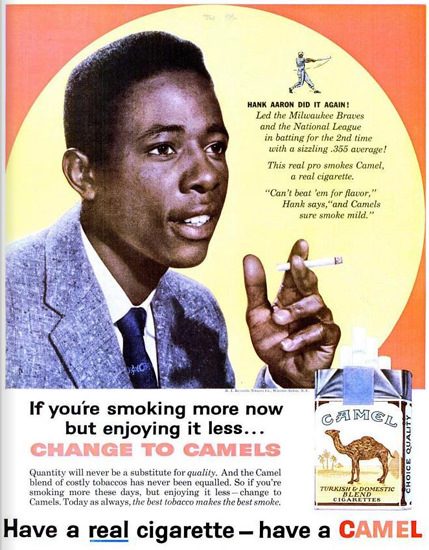 Camel Hank Aaron Dit It Again Baseball 1960 | Vintage Ad and Cover Art 1891-1970