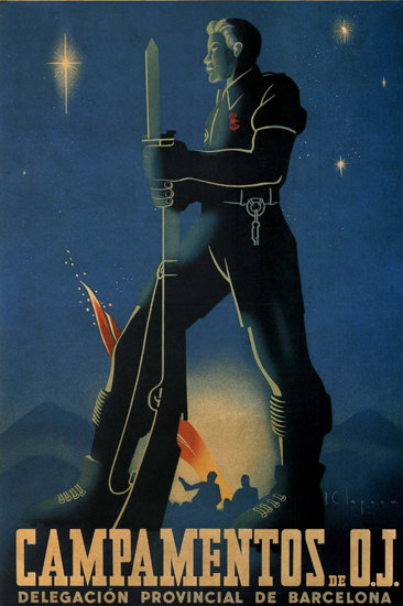 Campamentos De OJ Barcelona Spain Espana | Vintage War Propaganda Posters 1891-1970