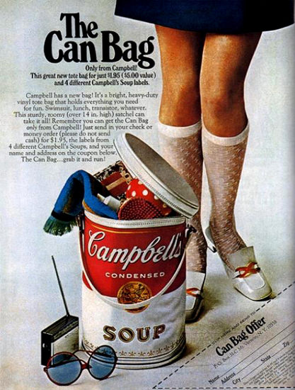 Campbells The Can Bag | Sex Appeal Vintage Ads and Covers 1891-1970