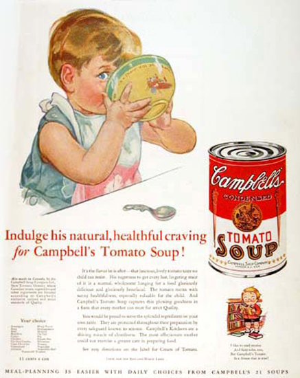 Campbells Tomato Soup 1931 Baby | Vintage Ad and Cover Art 1891-1970