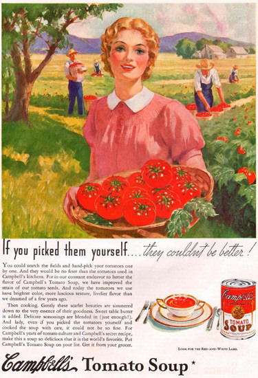 Campbells Tomato Soup Picking 1935 | Vintage Ad and Cover Art 1891-1970