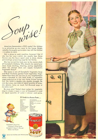 Campbells Vegetable Soup Soup Wise 1934 | Sex Appeal Vintage Ads and Covers 1891-1970