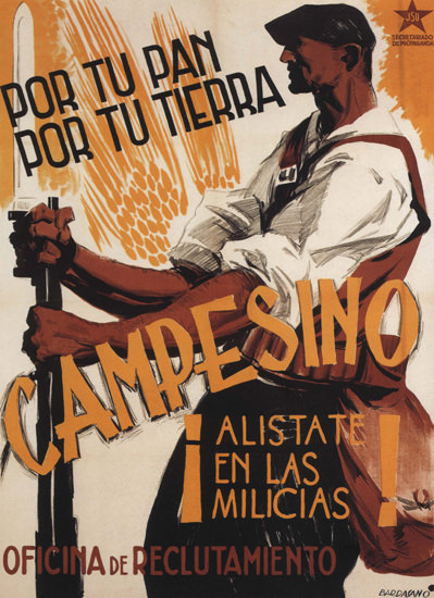 Campesino Alistate En Las Milicias Spain Espana | Vintage War Propaganda Posters 1891-1970