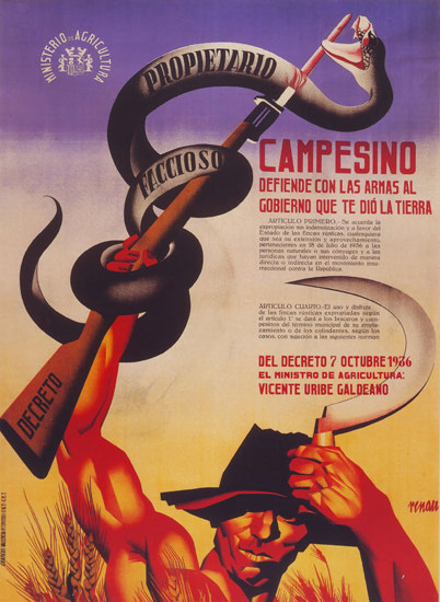 Campesino Defiende Con Armas Al Gobierno 1936 | Vintage War Propaganda Posters 1891-1970